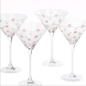 Pampered Chef Pink & White Dots Martini Glasses